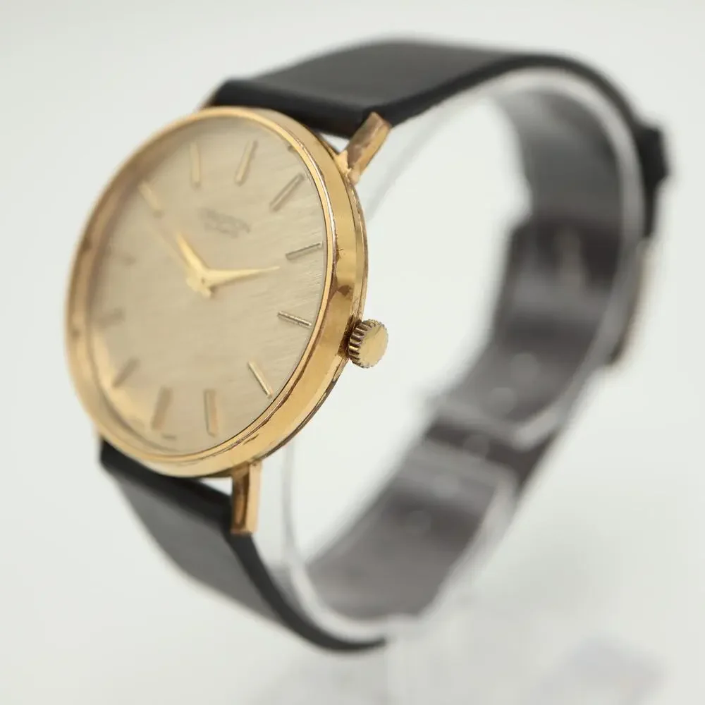 Vintage Croton Swiss Quartz Unisex 33mm Watch Black Leather with New Battery